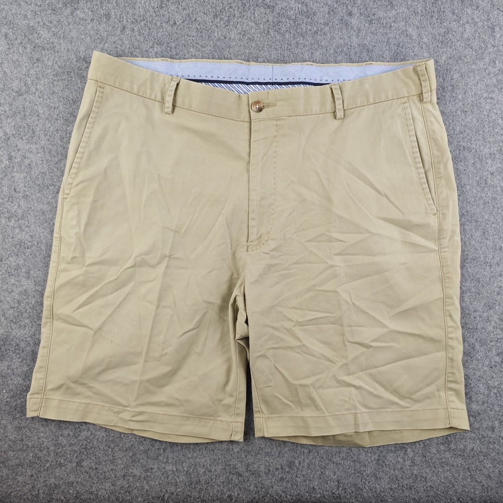 Peter Millar Shorts Mens 36 Beige Solid Flat Front Pima Cotton Stretch Golf